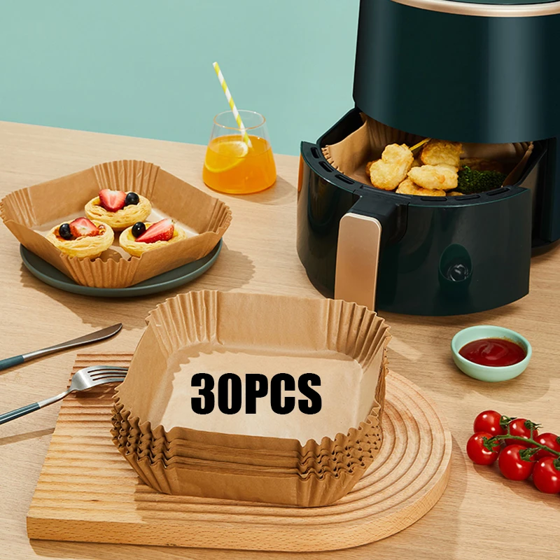 30pcs Air Fryer Paper Bake Oilabsorbing Papers Air Fryer Accesories