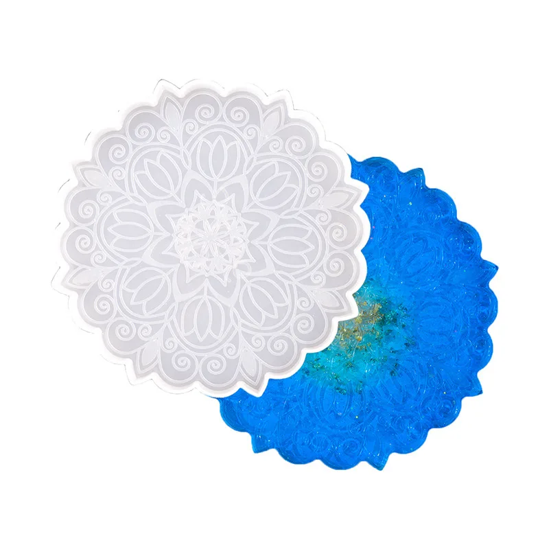 6 Pack Silicone Coaster Mold Set 1 Big and 5 Small Cherry Blossom DIY Epoxy  Resin Coaster Molds Resin Coaster Mold Mandala Flower Design Silicone