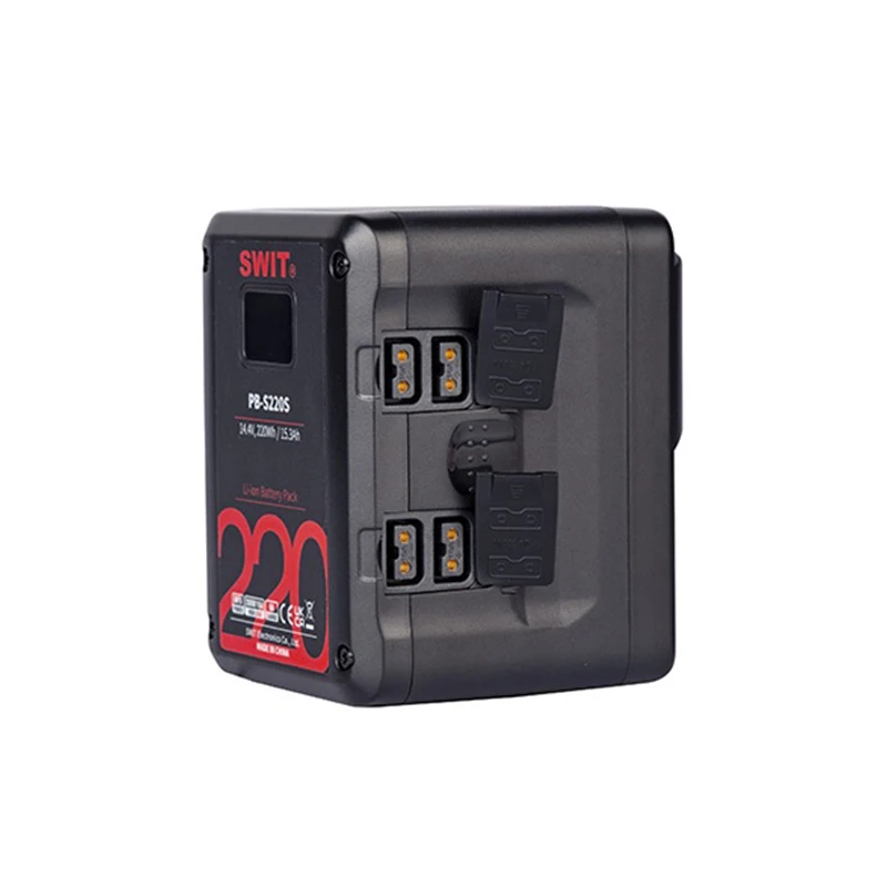 SWIT PB-S220S 카메라용 멀티 소켓 스퀘어 디지털 V 마운트 배터리, 최소 200W, 16A 정부하, 4 × D-탭, 220Wh