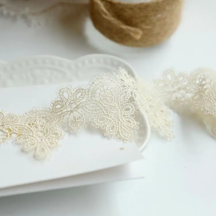 Water Soluble Embroidery Lace Trim 1 Meter/lot 6cm Width Pink White Beige Venise African Lace Fabric