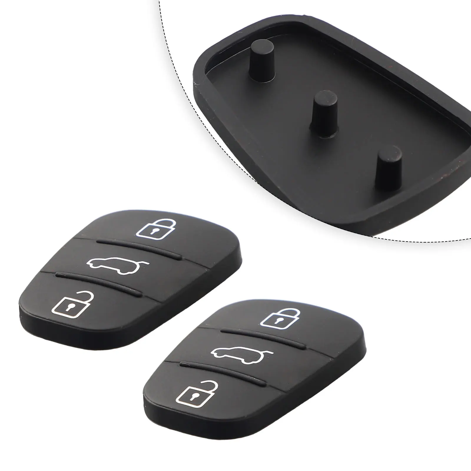 

2x Remote Car Three Buttons Key Fobs Case Rubber Shell Black Rubber Accessories Smart Key Case Bag For Hyundai I10/I20/I30