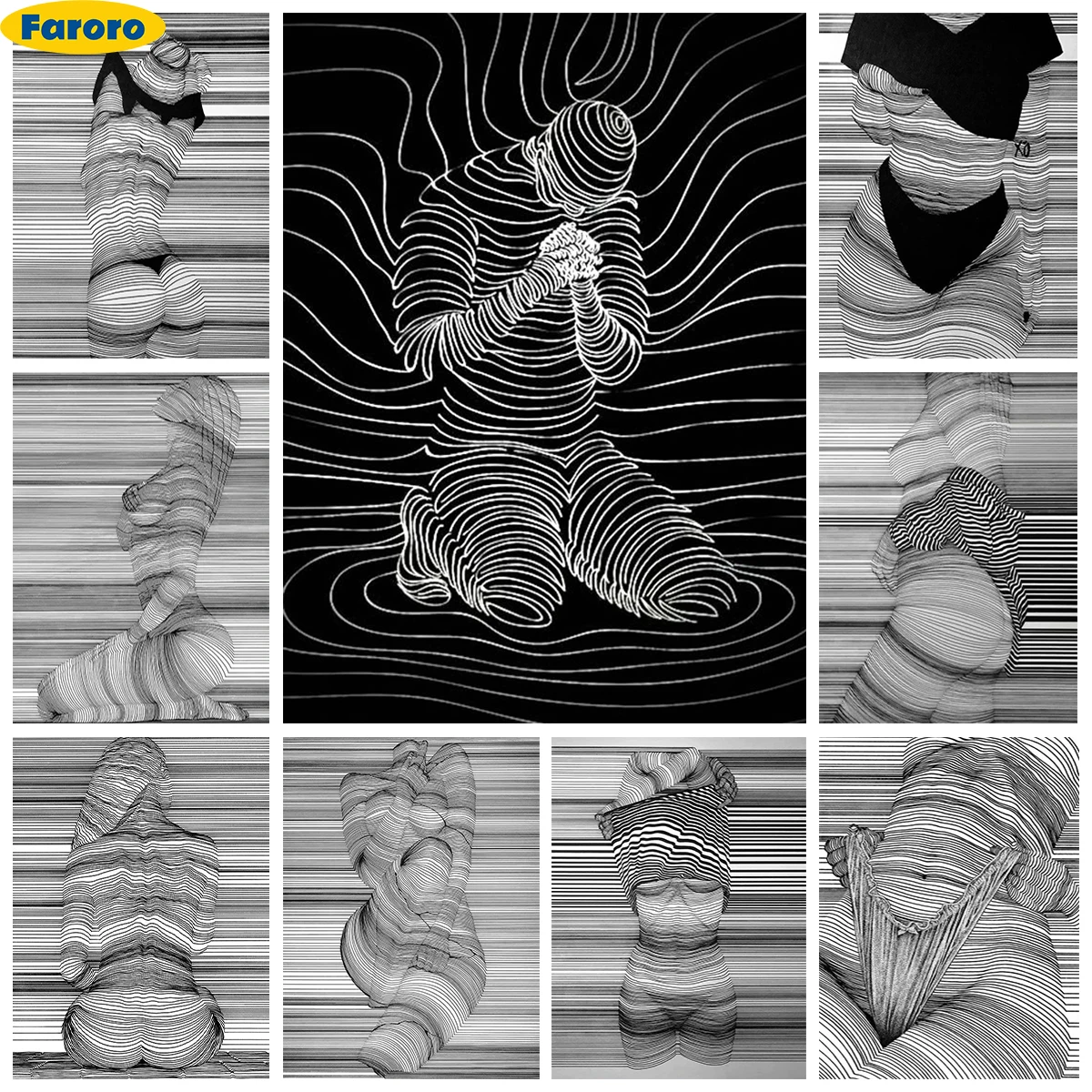 

Line 5D Diamond Art Painting Human Contour Diy Diamond Embroidery Cross Stitch Modern Simple Home Wall Decor Adult Hand Gifts