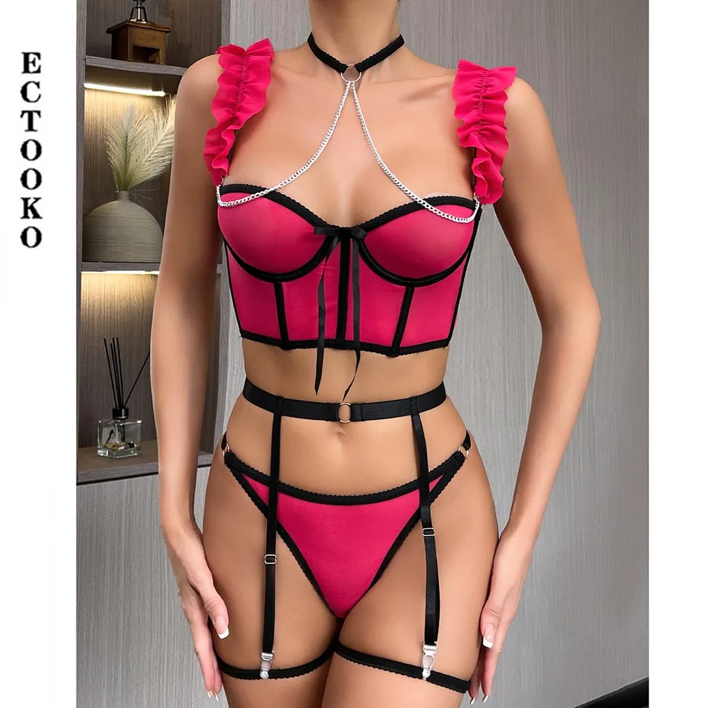 

ECTOOKO, милая озорная Прозрачная Юбка, Сетчатое нижнее белье, сексуальный бюстгальтер, внешний жилет