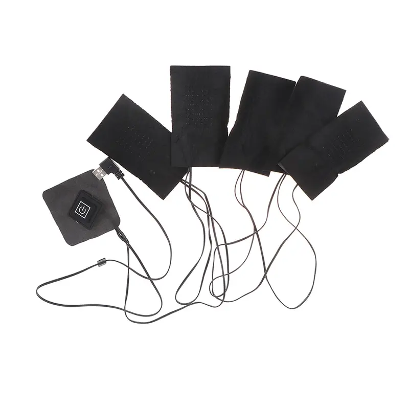 USB 전기 온열 재킷 발열 패드 5 장/세트, 야외용 따뜻한 열선 조끼 패드, DIY 의류용 블랙 신상