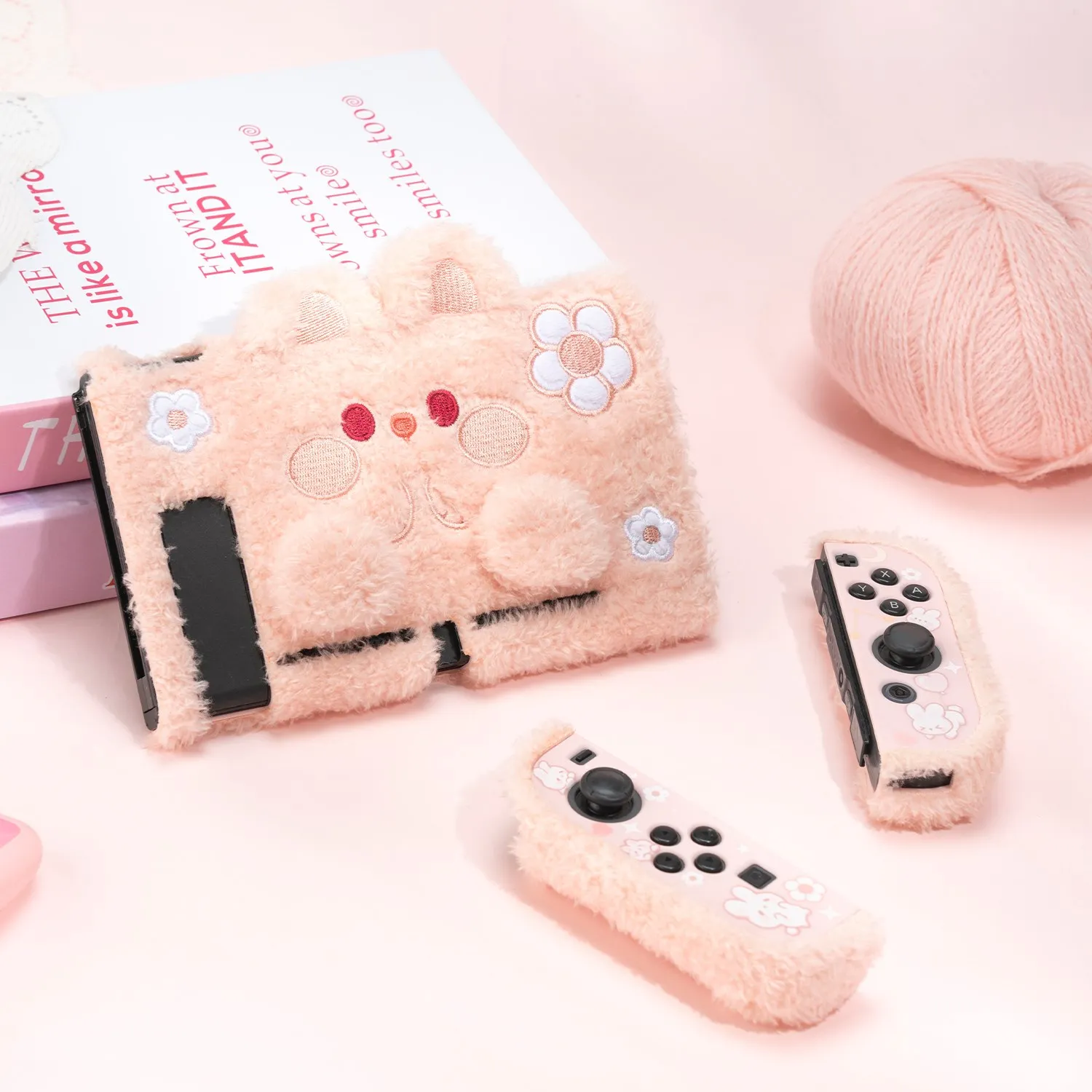 Geekshare-bonito Urso Rosa de Pelúcia Nintendo Switch Capa Protetora Shell Duro Split Joy-con Capa Acessórios ns - Image 5