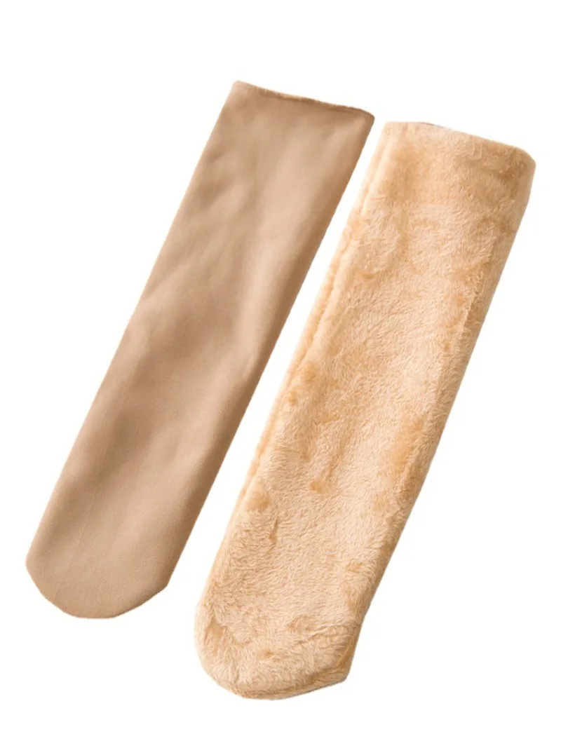 4 Pairs Women Socks Autumn Winter Plush Thicken Warm Snow Socks Black Skin Casual Cold-resistant Middle Tube Home Floor Socks
