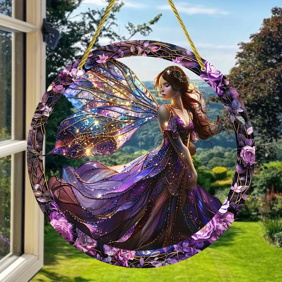 Attrape-soleil Fée En Forme De Cœur En Acrylique - 20x20 Cm, Décoration Murale Ou Fenêtre, Ambiance Magique