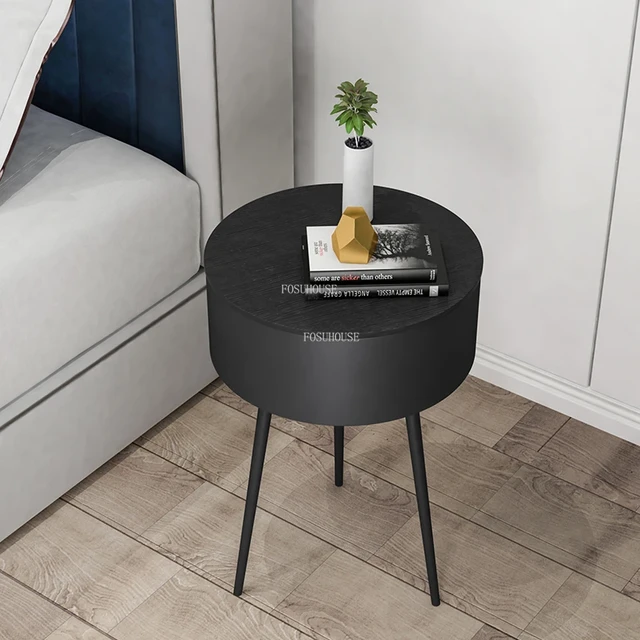 Instalação livre de luxo mesa cabeceira quarto moderno cabeceira redonda  com gaveta nordic armário móveis para casa 40cm - AliExpress