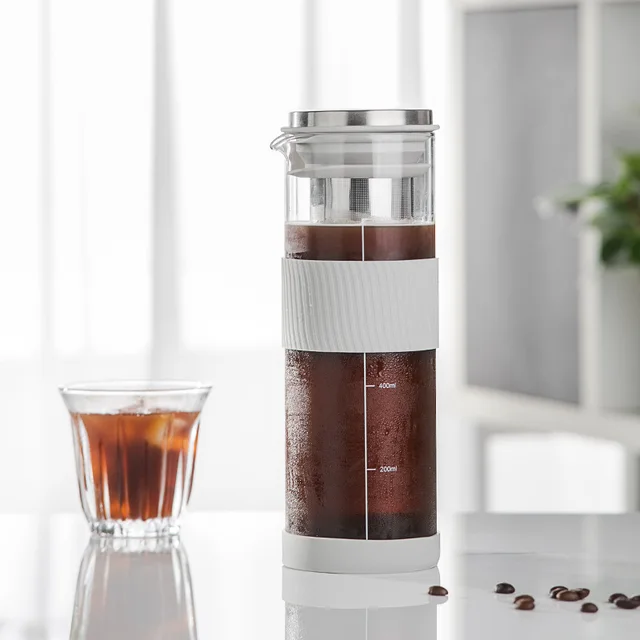 Leeseph-cafetera fría hermética portátil, Infusor de té, jarra de vidrio, 800ml