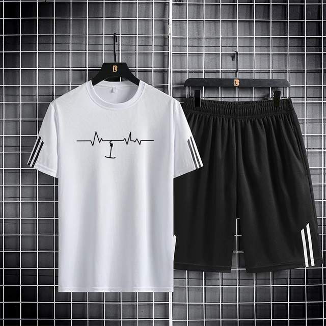 Summer Minimalist And Fashionable Sports Set For Men S Quick Drying And Breathable Short Sleeved T.jpg
