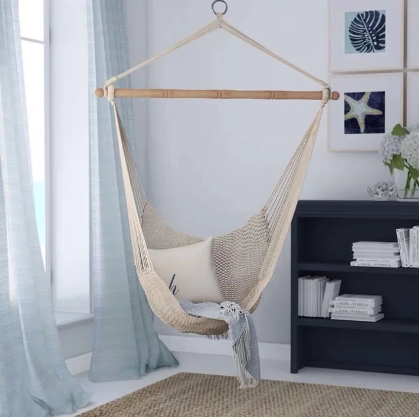 Description Picture 3 of itemNordic Swing Hanging Basket Glider Tassel Glider Hanging Hammock Mesh Outdoor Garden Hanging Chair Lightweight Hammock Swing