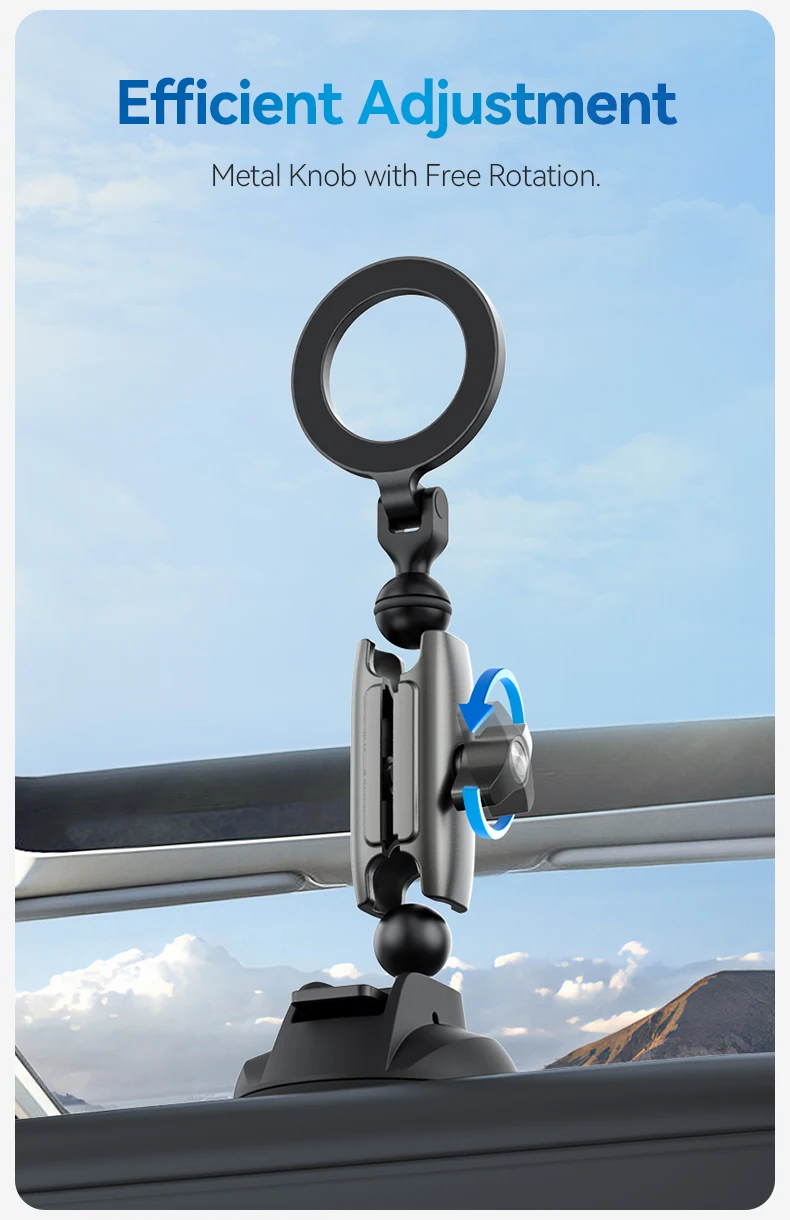 Magnetic Car Phone Holder Suction Cup 360° Adjustable Car Mount Stand For Mobile