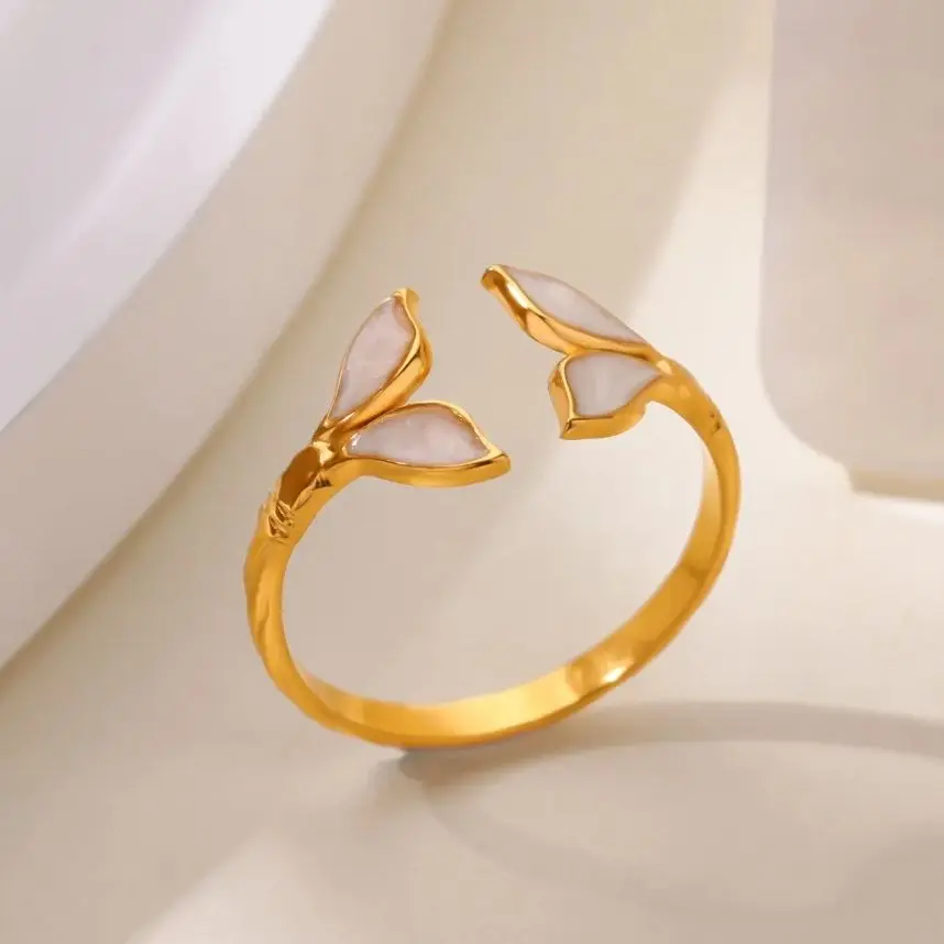 Fashion Ring Stainless Steel Adjustable Fish Tail Gold For Women