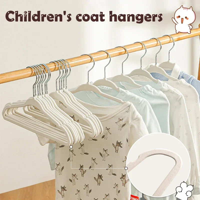 

Rotin Non-Slip Children Clothes Hangers Space Baby Portable 10/20pcs Closet Hangers Velvet Drying Clothes Organizer Saving