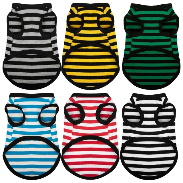 Vêtements d'été pour chiens, 1 pièce, Design fin, chemise de sport en coton rayé pour animaux de compagnie de petite et moyenne taille, respirante 1