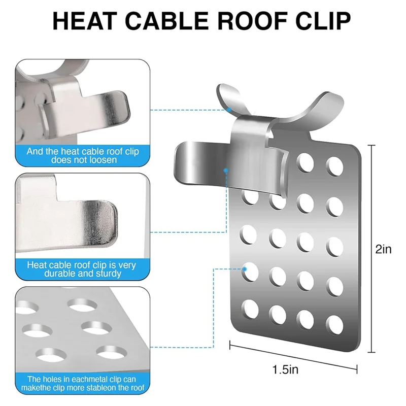 A33Z-지붕 제빙 케이블 클립, 100팩 알루미늄 지붕 클립, 금속 클립, 열 케이블 지붕 클립, 제빙 케이블 클램프