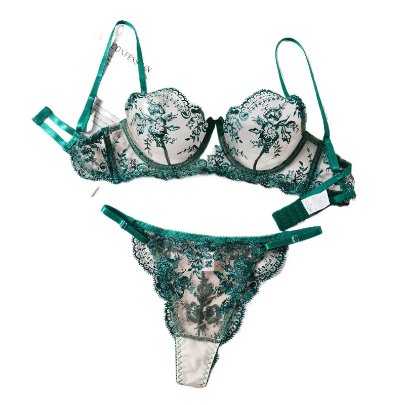 BANERDANNI Soutien-gorge transparent à broderie florale romantique avec armatures et bonnets légers – Lingerie féminine tendance et sexy