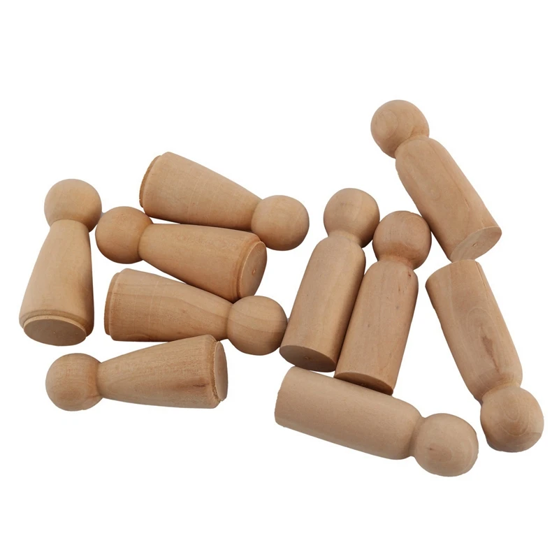 

2023 Hot-50 Pieces 65 Mm Unfinished Wooden Peg Dolls Wooden Tiny Doll Bodies People Decorations,Wood Color