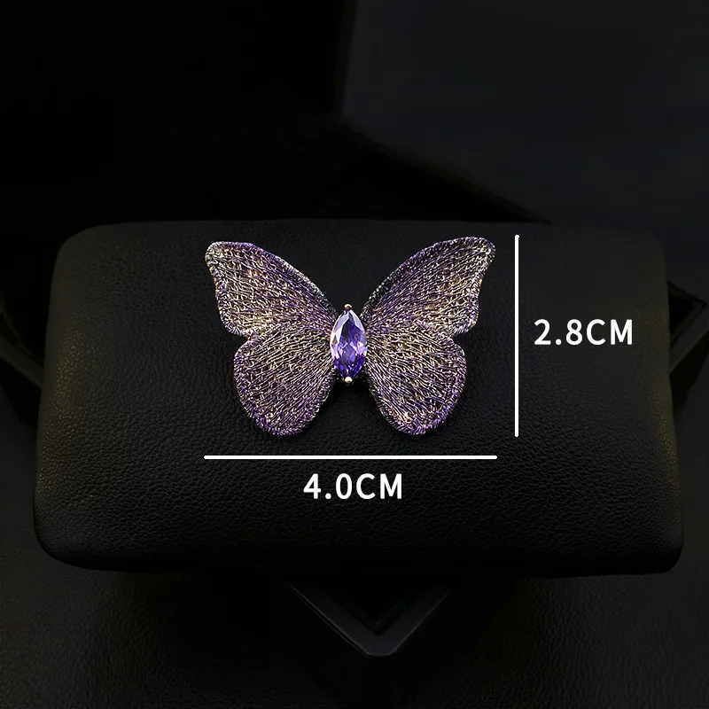 1795 Metal Crocheted Handmade Embroidered Fabric Butterfly Brooch Women's Luxury Elegant Insect Pin Suit Corsage Vintage Jewelry