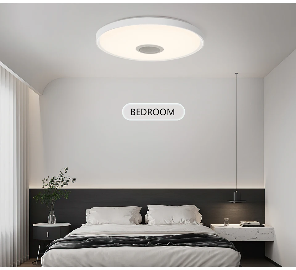MING&BEN TUYA Smart RGB-Deckenleuchte, LED-Musikleuchte mit Lautsprecher, Dimmer, APP-Fernbedienung, Deckenleuchte für Schlafzimmer, Heimdekoration – Detail 11