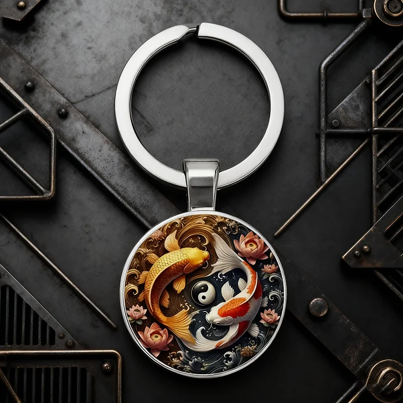 Noter Einzigartiger 3-Stil-Drachen-Schlüsselanhänger für Männer, Yin-Yang-Tai-Chi-Rucksack, Auto-Charm-Anhänger, flacher Schlüsselanhänger, Geschenkzubehör für Freund