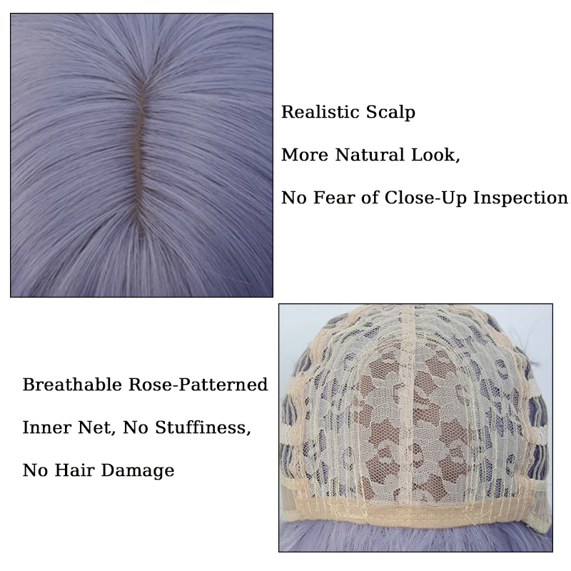 20inch Purple Wig Women Wigs Hair Extensions Purple Gradient Layered Wolf Cut Wig with Hair Bangs for Women Christmas Party Use