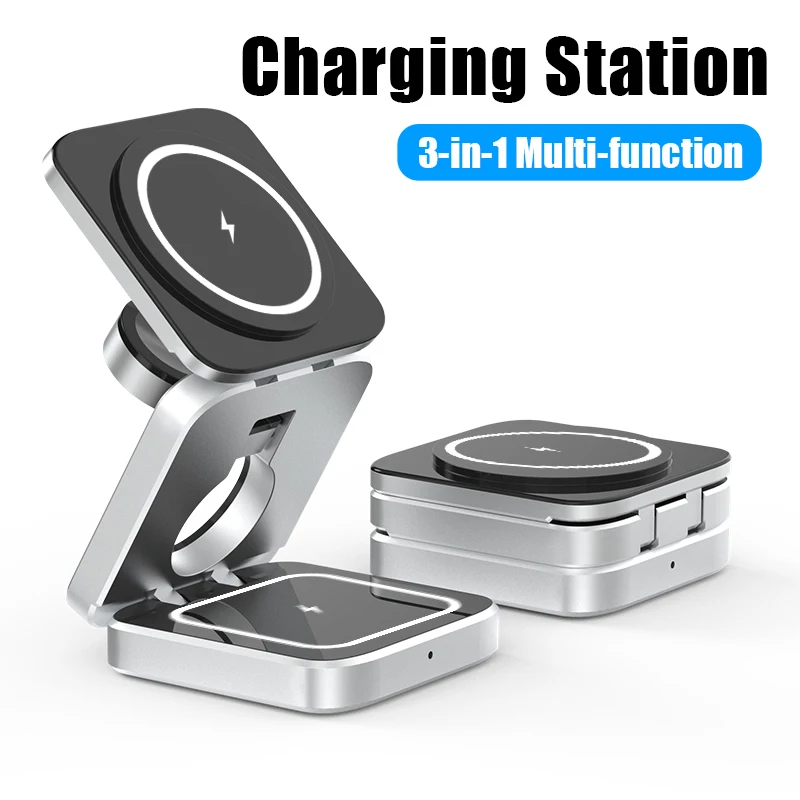 

3 in 1 Foldable Wireless Charger Stand For Samsung S23 S22 S21 Ultra Galaxy Watch 5 4 Buds 2 Pro 15W Fast Charging Dock Station