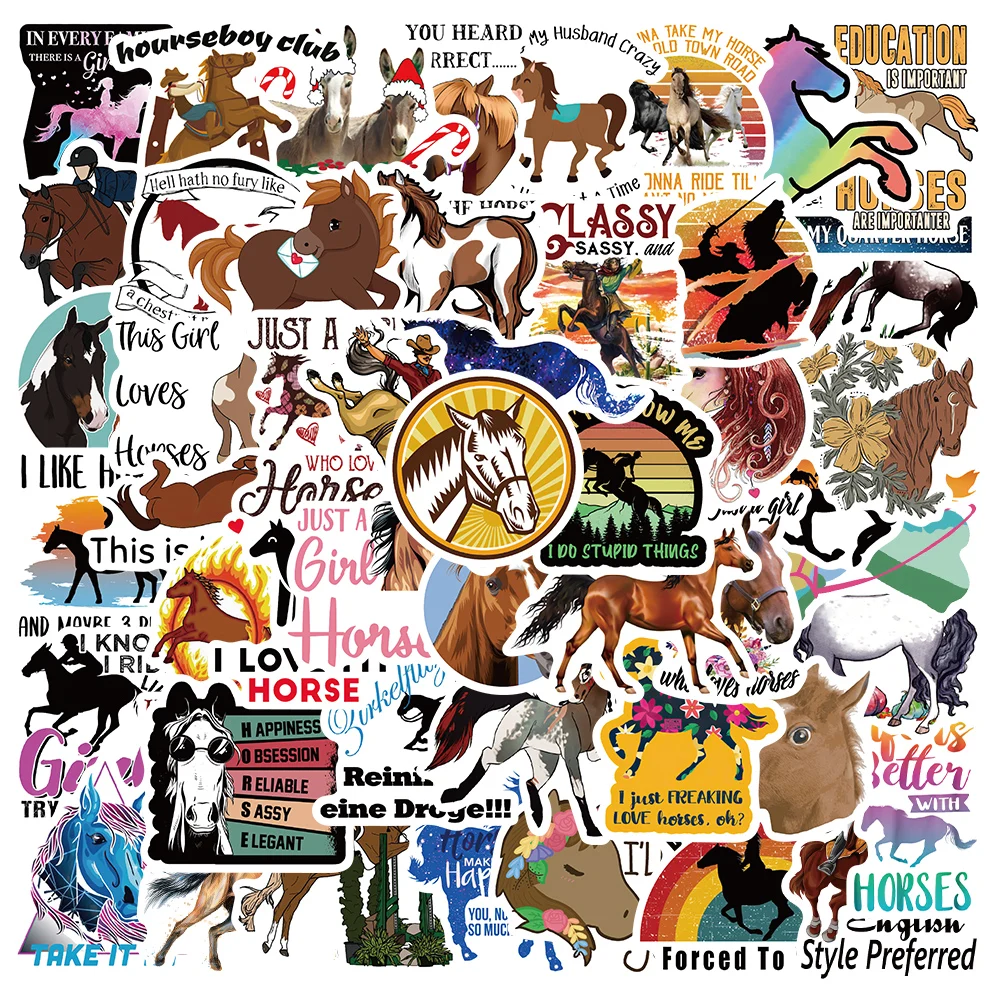 50pcs Waterproof Graffiti Decals Cartoon Horse Riding Stickers For Laptop Phone Water Bottle Bicycle Car Stickers Kids Toy men winter thicken snow ski gloves waterproof windproof touch screen skiing snowboard gloves for women motorcycle riding mittens