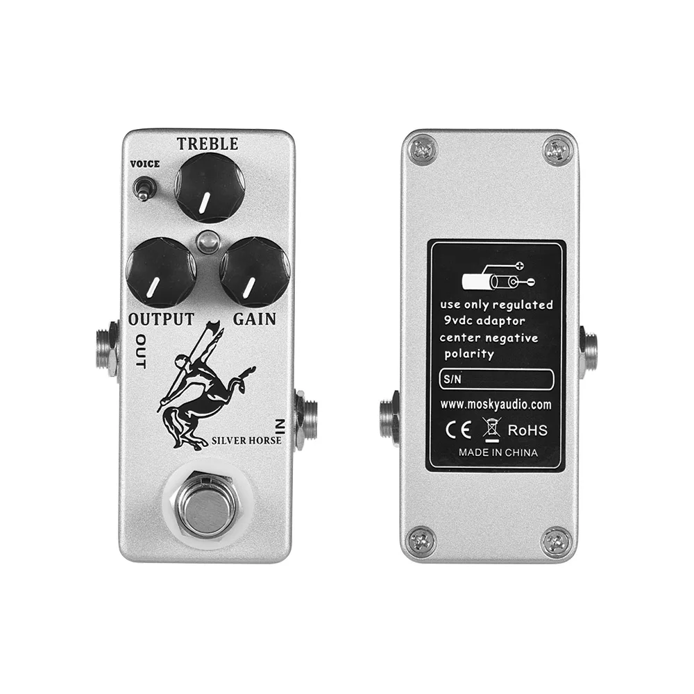 Mini Guitar Effect Pedal True Bypass Full Metal Shell MOSKY Classic Silver Horse Guitar Pedal Overdrive guitar effect pedal,guitar effects pedal