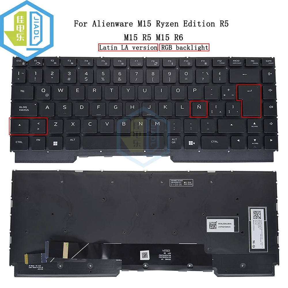 Teclado Retroiluminado Rgb Latino para Dell Alienware M15 Edição Ryzen r5 M15 r5 r6 038c17 38c17 Teclados Espanhóis Retroiluminação Colorida