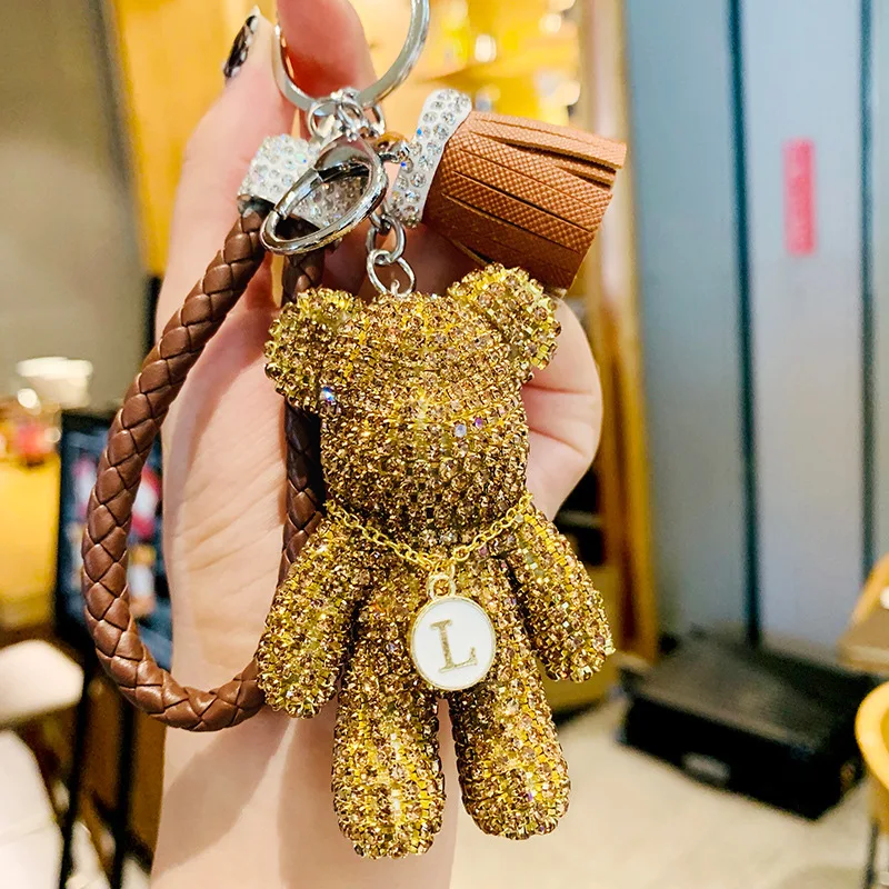 Nuolin Cute Leather Lady Girl Bear Keychain Animal Keychain Bag Charm  Pendant Jewelry Bulk 