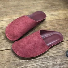  2022 Summer Flats Shoes For Women Slip on Cowhide Toe Loafers Women Mules Outdoor Slipper Shoes Woman Slides 