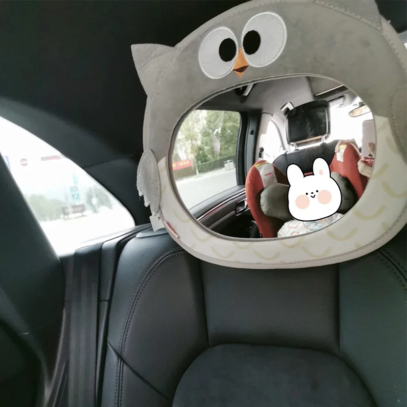 Auto Cute Cartoon Animal Plush Hanging Mirror for Children Safety Seat Rearview Mirror Car Pendant Baby Observation