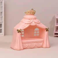 Mini lit de princesse pour maison de poupée, modèle de meubles de chambre à coucher, décoration, accessoires de maison de poupée, jouets de simulation, 1/12 2