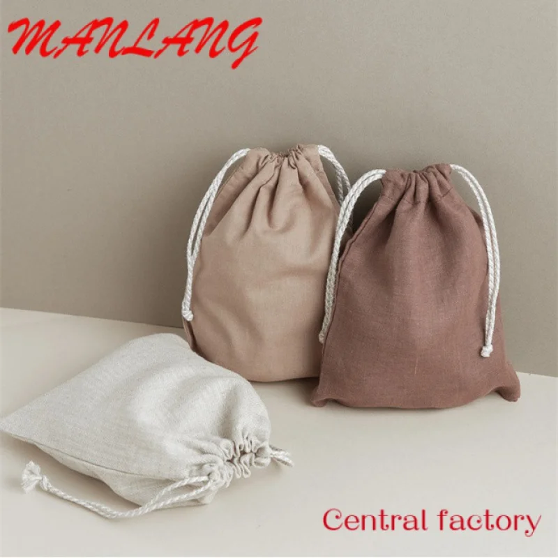 

Custom Durable custom logo printed organic cotton canvas drawstring bag jewelry pouch