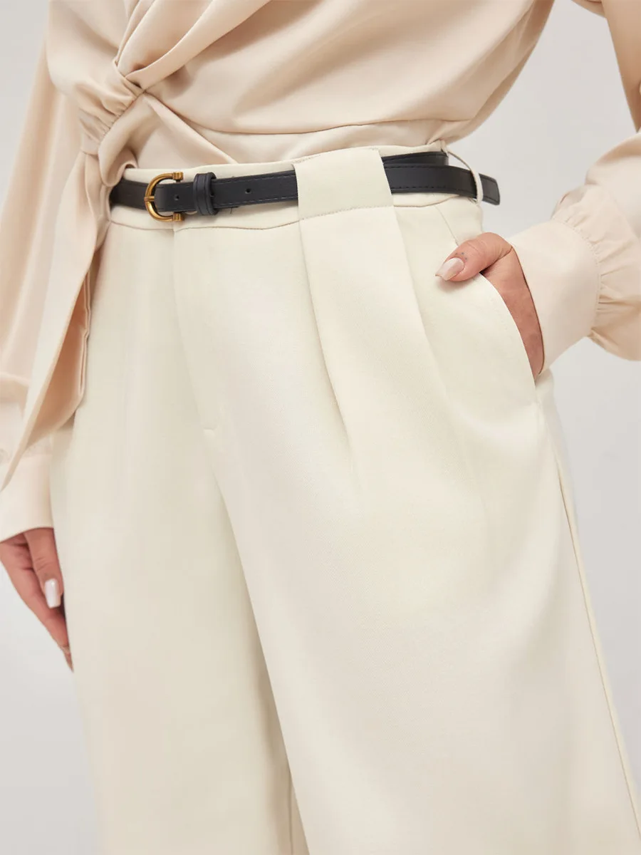 Bornladies New Autumn Winter Loose Low Waist Pants Women's Straight Leg Suit Wide Leg Elegant Commuting Trousers