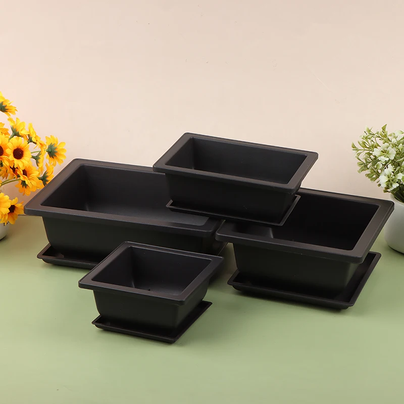 

Imitation Purple Sand Plastic Flower Pots Plant Planters with Bottom Tray