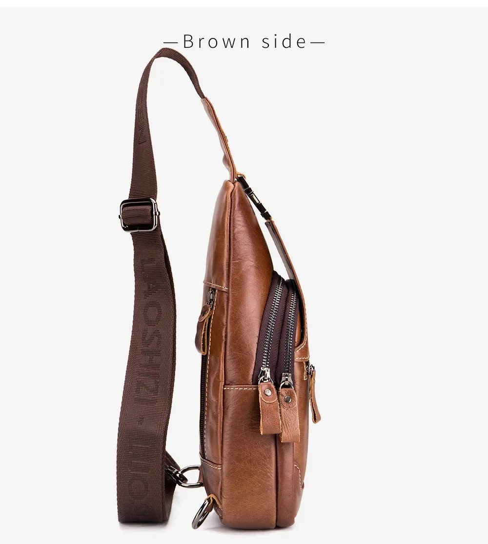 2026 Neue Herren-Brusttasche aus echtem Leder, große Kapazität, lässige Herren-Umhängetasche, klassische Crossbody-Taschen für Männer – Detail 4