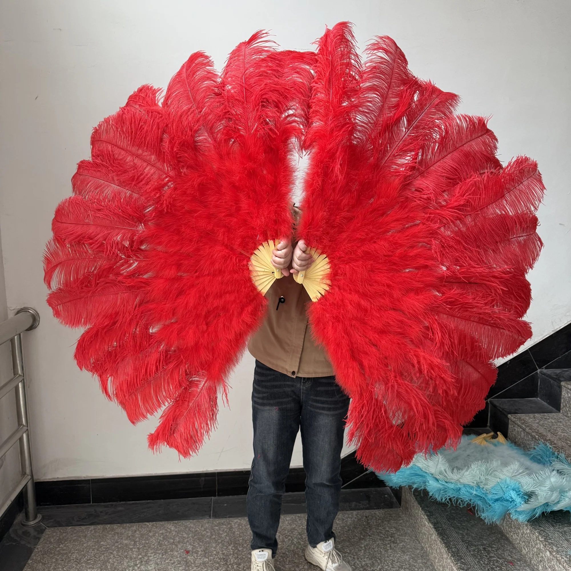 Wholesale 13Bones Fluffy Ostrich Feather Fan for Dancing Performance ...