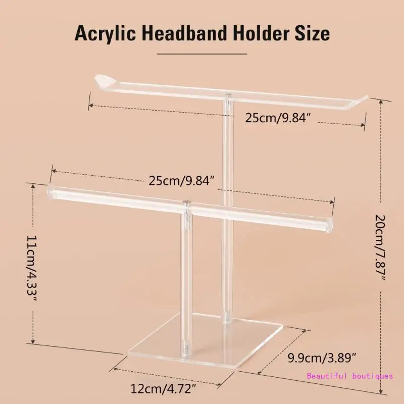 Clear 2-Tier Acrylic Headband Organizer Stand for Necklace Display Headband Organizer Stand Hair Accessory Women Girl DropShip