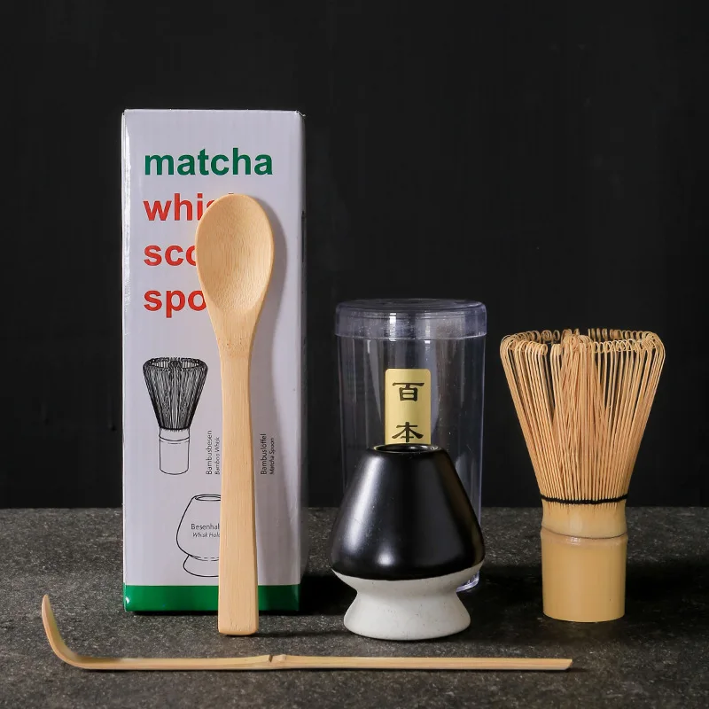 4 Pezzi Maccha Blender Suit Handmade Bamboo Blender Cucchiaini Agitatore Support Giapponese Matcha Blender Suits Set Da Tè Giapponese