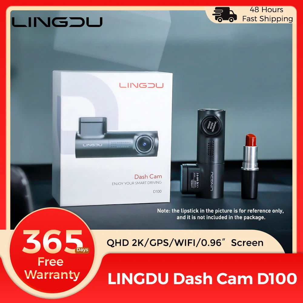 LINGDU 2.5K Dash Cam D100, WiFi GPS 0.96 inch screen smart app voice control parking mode car DVR