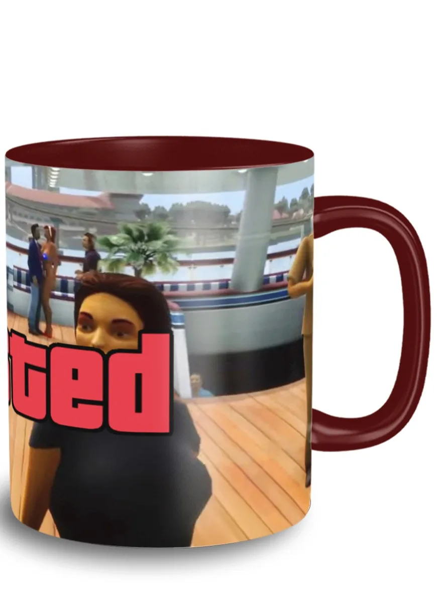Кружка темно-красная для чая воды кофе питья с принтом мемы gta trilogy гта трилогия