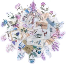 80PCS Lavender Scrapbook Stickers Vintage Romantic Purple Flower Journal Sticker Self-Adhesive Floral Craft Art Scrapbooking