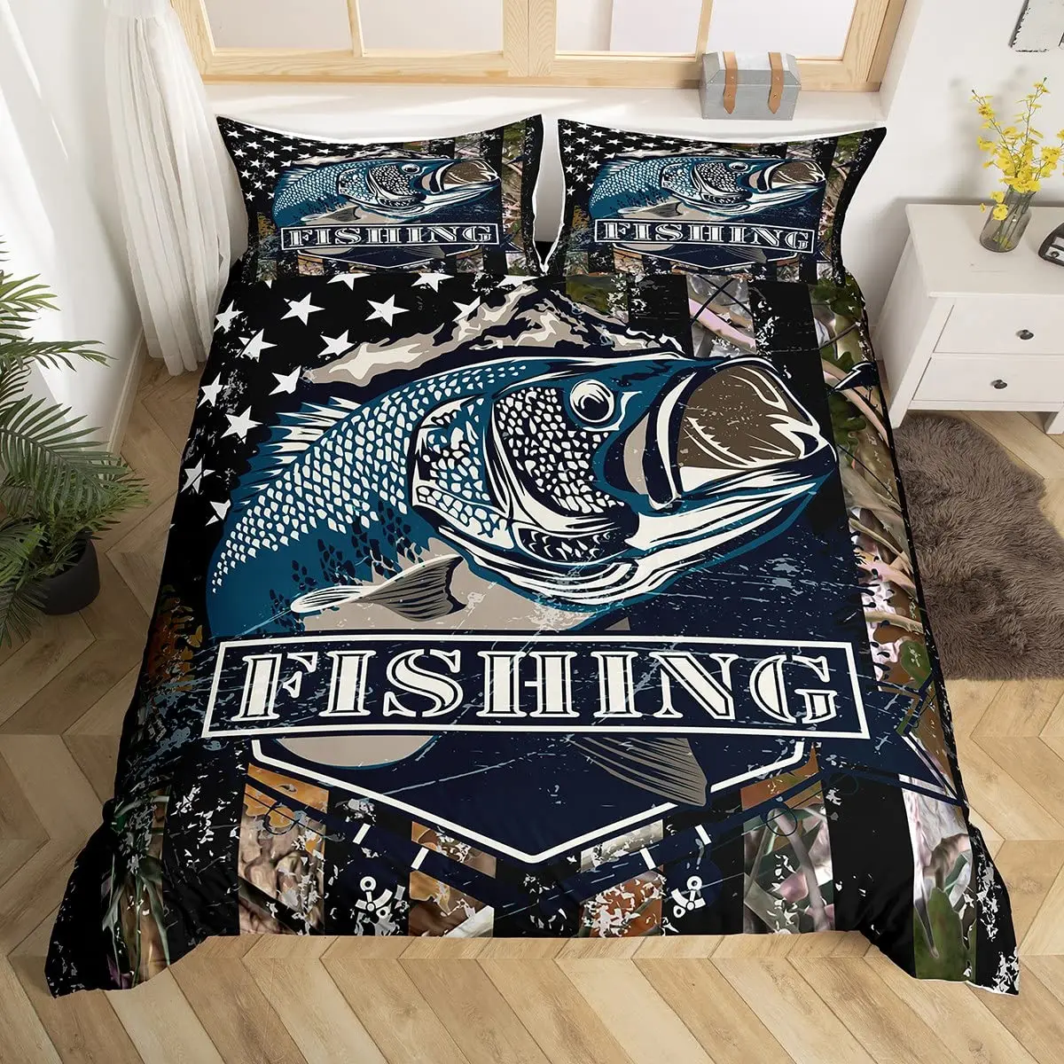 Swordfish Green Ocean Duvet Quilt Cover Queen Marine Fish Bedding Set  Pillowcase