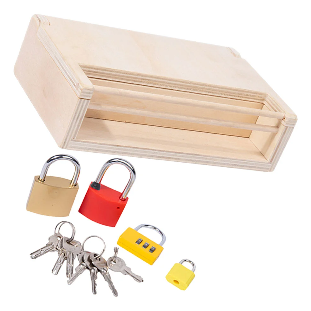 Early Education Holding Box Wooden Toy Educational for Toddler Keys Locks Learning Toys Children and Kid Baby