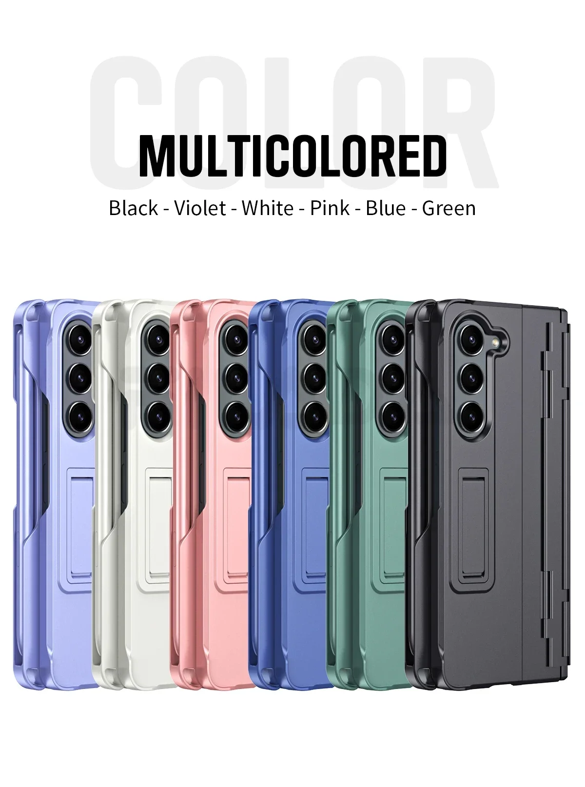 For Samsung Galaxy Z Fold 5 4 3 Case Luxury Pen Slot  Bracket Folding Hingle Tempered Film Protection Shockproof Hard Back Cover