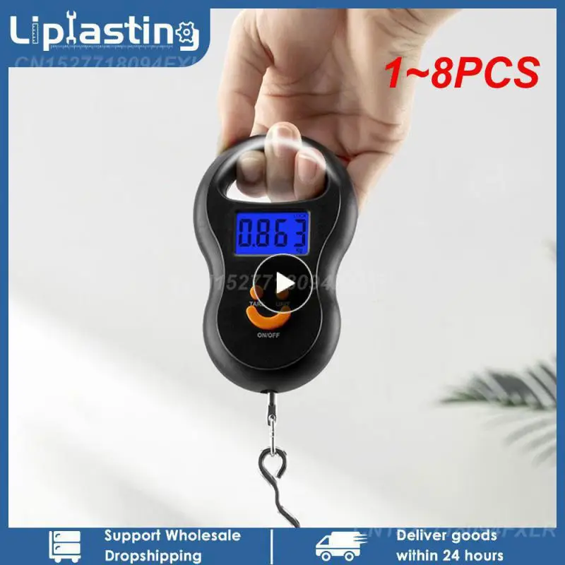 

1~8PCS Electronic 50Kg 10g Hanging Scale LCD Measurement Digital Scale BackLight Fishing Weights Pocket Scale Luggage Scales