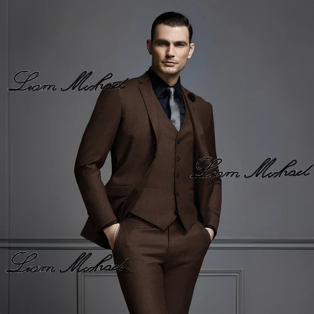 Gentleman Men's Suit 3 Piece Formal Jacket Pants Vest Wedding Groom Tuxedo Party Dress Slim Fit Outfit