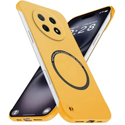 Magnetic Slim Frameless Phone Case - Matte Anti - Scratch Shockproof Armor Cover for Huawei Enjoy 60X (Yellow)